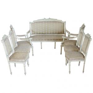 Complete Louis XVI style lacquered living room, late 19th century. PRICE NEGOTIABLE