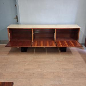 Long credenza with vintage print covered in original parchment, 1950s - Foto 7
