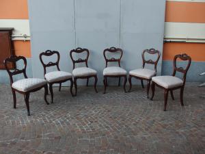 Six restored Louis Philippe style mahogany chairs, L 50xW44xH91 cm