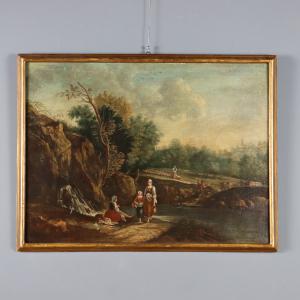 Dipinto Paesaggio con Figure