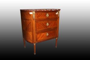 Beautiful small Louis XVI half-moon chest of drawers from the 1800s with marble and bronzes