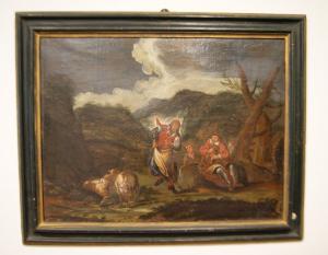 Altes italienisches Gemälde aus dem späten 17. Jahrhundert, pastorale Szene