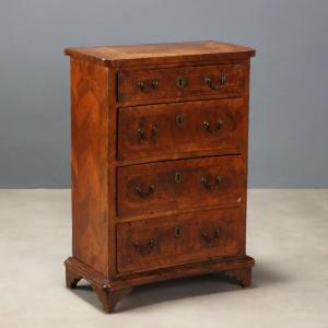 Antique Walnut Burl Walnut Nightstand Bronze Italy 18th Century Original