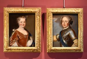 Luís XV, Rei da França, com a rainha consorte Maria Leszczynska, Pierre Gobert (Fontainebleau 1662 - Paris 1744) Ateliê de