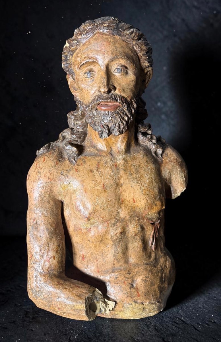 Escultura de estuque policromado representando Ecce Homo - Atribuível a Giacomo Cozzarelli