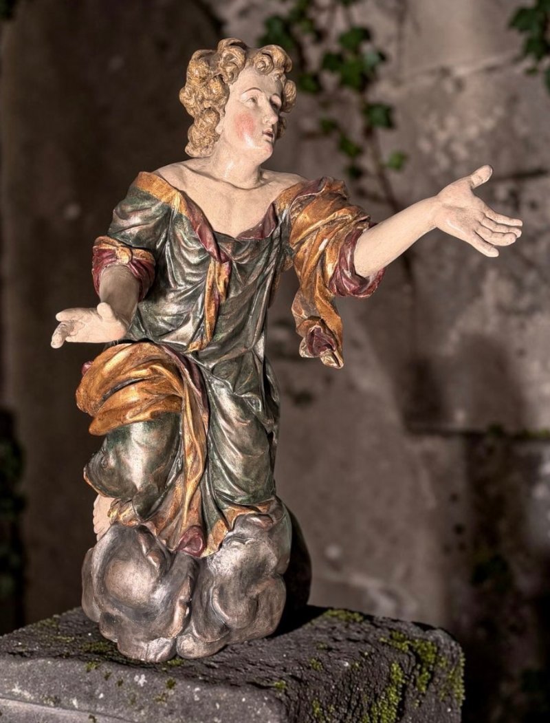 Angelo Annunciante in Legno Policromo - Attribuito a Ferdinand Maximilian Brokoff