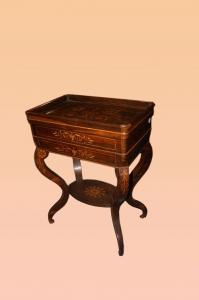 1800s rosewood Charles X style toilet with inlays.