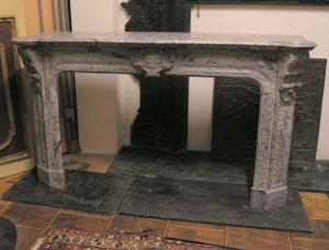 chm338 fireplace in grey flowered marble, 19th century, cm w 170 x h 100