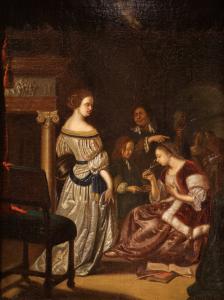 Elegante Gesellschaft in einem Interieur, Frans van Mieris (Leiden 1635 - 1681) Werkstatt
