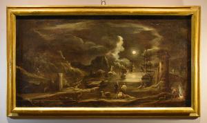 Moonlit Port View, Giovanni Grevenbroeck, il Solfarolo (Netherlands, c. 1650 – Milan, after 1699)