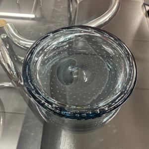 Centrotavola svuota tasche anni 60 Vetro Murano con bolle . nero fumè mis diametro 24