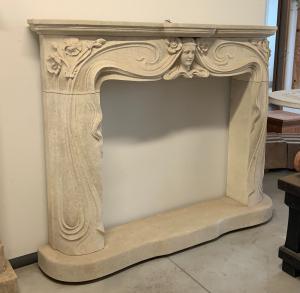 Art Nouveau stone fireplace