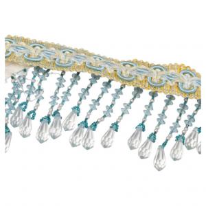 Fringe with white and light blue beads - BP/05 -
