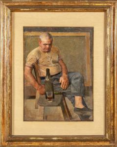 Evasio Montanella (Genoa 1878 1940) Pensive Camallo, oil on board