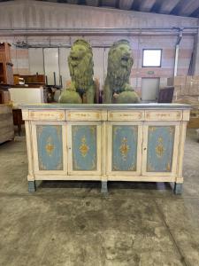 Credenza laccata con decori floreali 204x56x110H