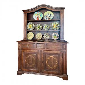 CREDENZA-PIATTAIA in stile, noce massello.