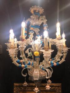 Korb-Kronleuchter aus Muranoglas, 13 Flammen