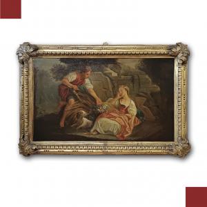 DIPINTO CON SCENA GALANTE SCUOLA FRANCESE PRIMO XIX SECOLO
