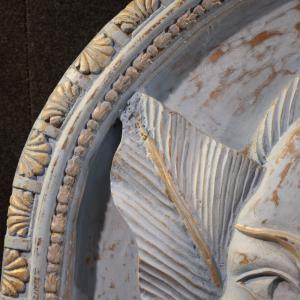  Bas-relief sculpture, stylized face with flowers, 20th century - Foto 5
