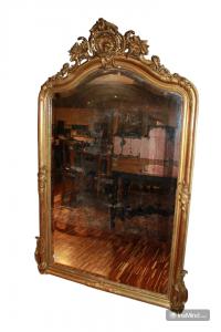 Grande specchiera stile Luigi XV in legno dorato foglia oro