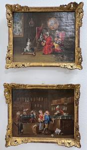 Coppia di dipinti scuola fiamminga XVIII secolo