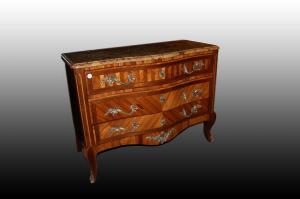Comò Cassettone francese stile Transizione del 1800 con marmo in bois de rose