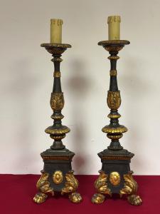 Coppia di candelieri Luigi XIV da palazzo. Lombardia 700