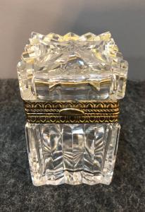 Crystal and brass trinket box. France.