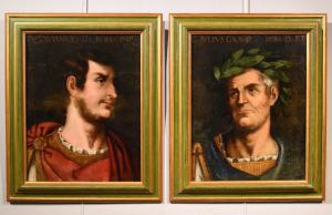 Retratos de Júlio César e Otaviano, Tiziano Vecellio (Pieve di Cadore 1490 - Veneza 1576) seguidor de