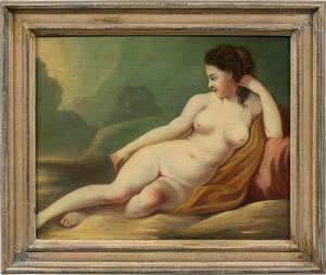 Pittore francese (XVIII-XIX sec.) - Figura femminile distesa.