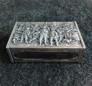 Silver and wood matchbox. Holland.