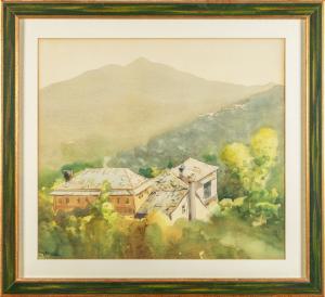 Arturo De Luca (Sorrento NA 1885 Genova 1971) Tetti, acquarello.