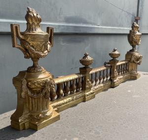Andirons corta-faíscas de lareira em bronze