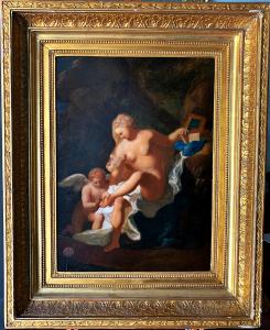 Toilette Di Venere, Interessante Olio Su Tavola. Pittore francese da studiare, inizio del XIXsecolo.