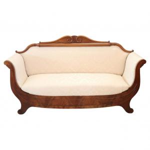 Antique Charles X walnut sofa RESTORED NEW FABRIC 19th century antique '800