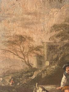 Roman painter (17th-18th century) - Landscape with shepherd and dog. - Foto 7