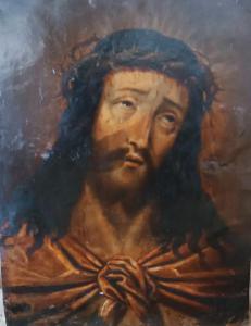 Antico dipinto su rame ,cristo Ecce homo 
