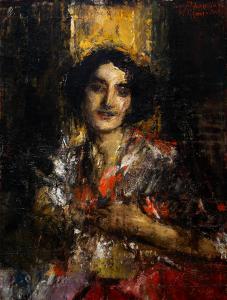 Antonio Mancini, Portrait of Aurelia (known as "La Cornacchia"), oil on canvas, Early 20th century.