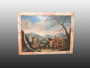 Italienisches Ölgemälde auf Leinwand aus dem 18. Jahrhundert, das eine biblische Szene darstellt