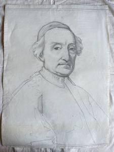 Desenho a lápis sobre papel representando o Cardeal Tanari (arquivo Arturo Pietra, Bolonha).