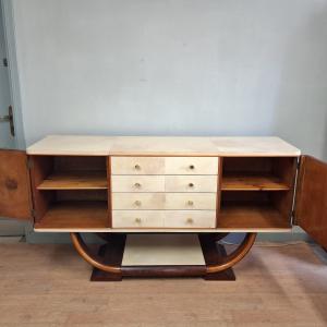 Art-déco-Sideboard aus Rosenholz und Pergament, Original, 1930er-40er Jahre - Foto 8