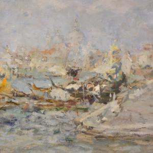 Great painting signed by Luigi Mantovani, View of Venice with the Doge's Palace - Foto 10