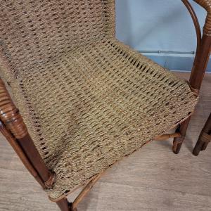 Rara coppia di poltrone poltroncine in bamboo e corda , originali anni '40 - Foto 5