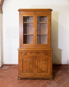 Two-body pine display cabinet