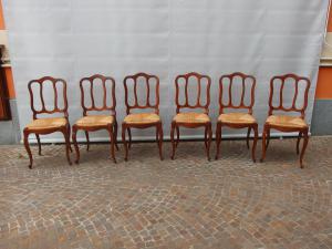N. SEI SEDIE IN NOCE RUSTICHE EPOCA FINE  800   cm L45xP45xH97 