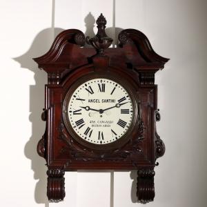 Grande Orologio Industrial in Mogano Argentina Fine XIX Secolo