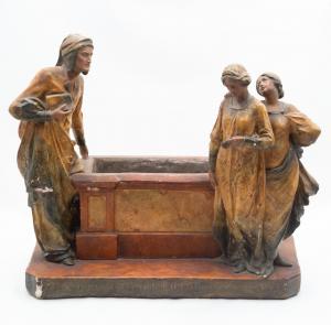 Das Treffen zwischen Dante und Beatrice: Das Wunder des Himmels, bemalte Terrakotta, 20. Jahrhundert