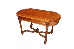 Tavolo da salotto con cassetto stile Luigi XVI in noce del 1800