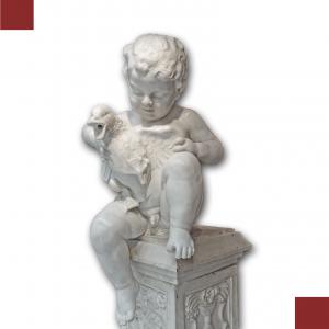 SCULTURA IN MARMO “BAMBINO CON PAPERA” FINE DEL XVIII SECOLO