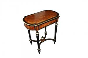 French Louis XVI style toilet table inlaid with ebony and burr wood